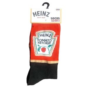 Heinz Tomato Ketchup Print Novelty Crew Socks - Men’s Size 6-12 Great Stocking